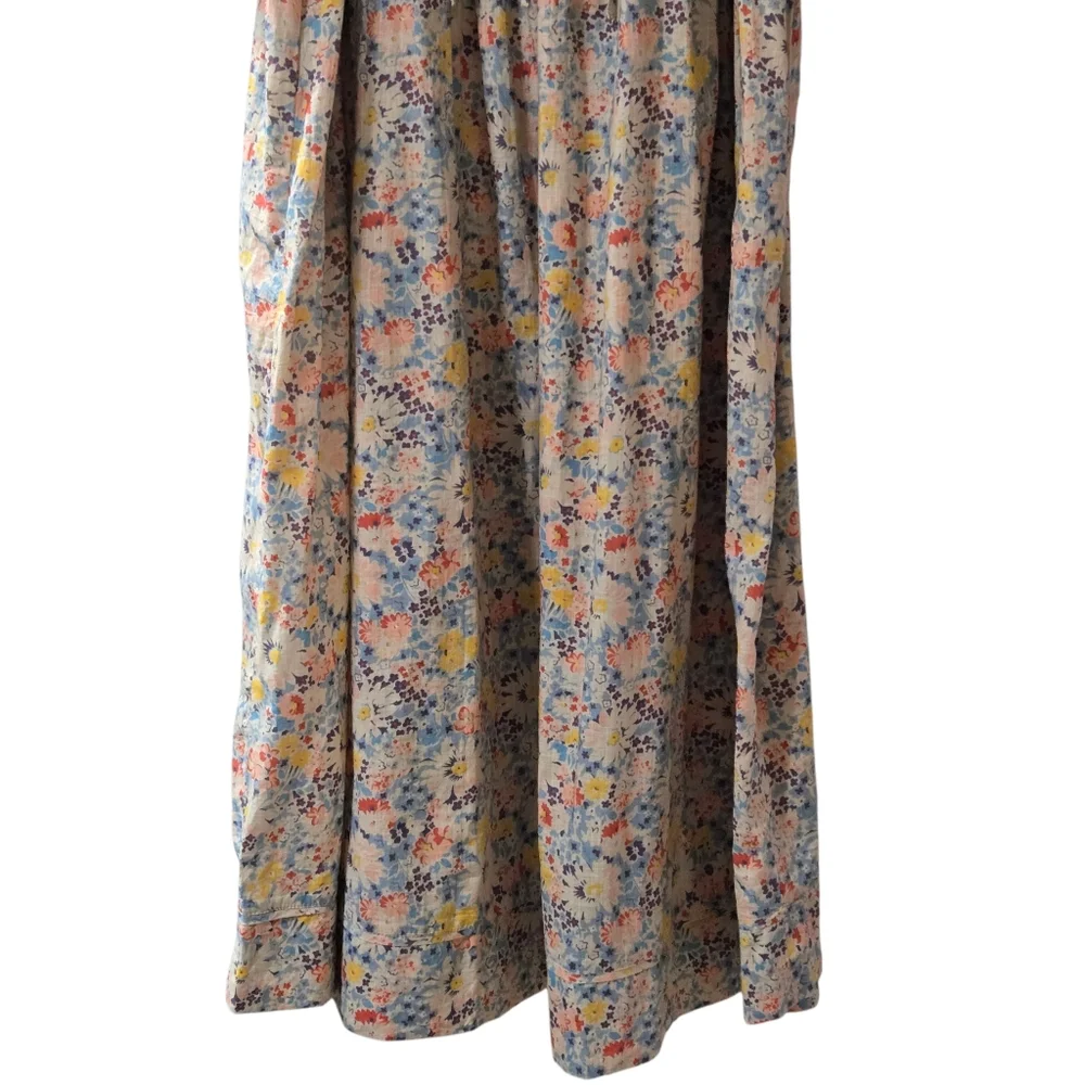 THE GREAT Floral Bonnet Midi Cotton Dress Spring Bloom Pockets Medium Like New